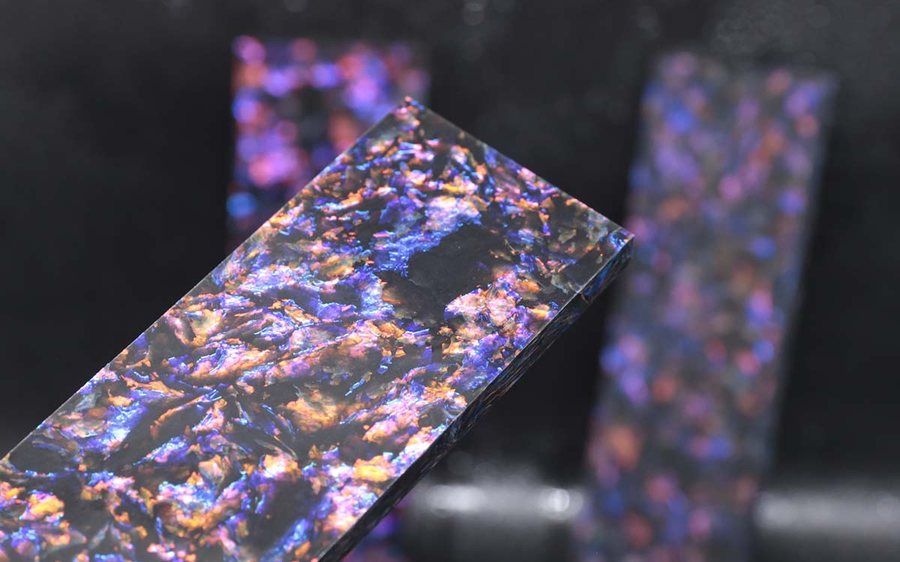 PrismForge series colored forged carbon fiber texture in blue and gold